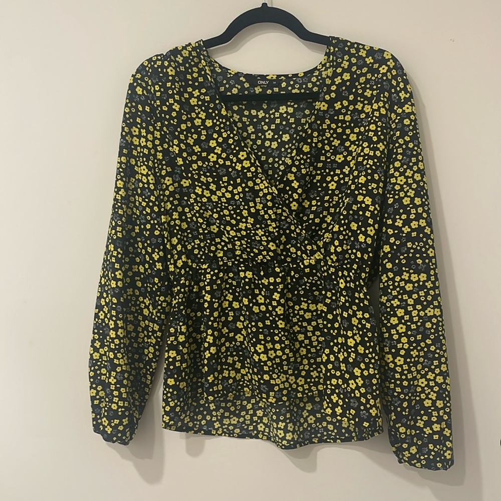 Yellow and black blouse